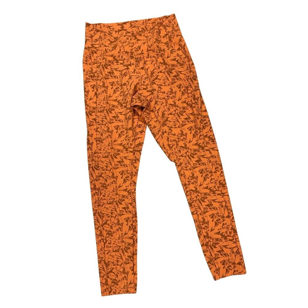 rei Orange Print Leggings Buttery Soft With Pockets Medium Ankle Length